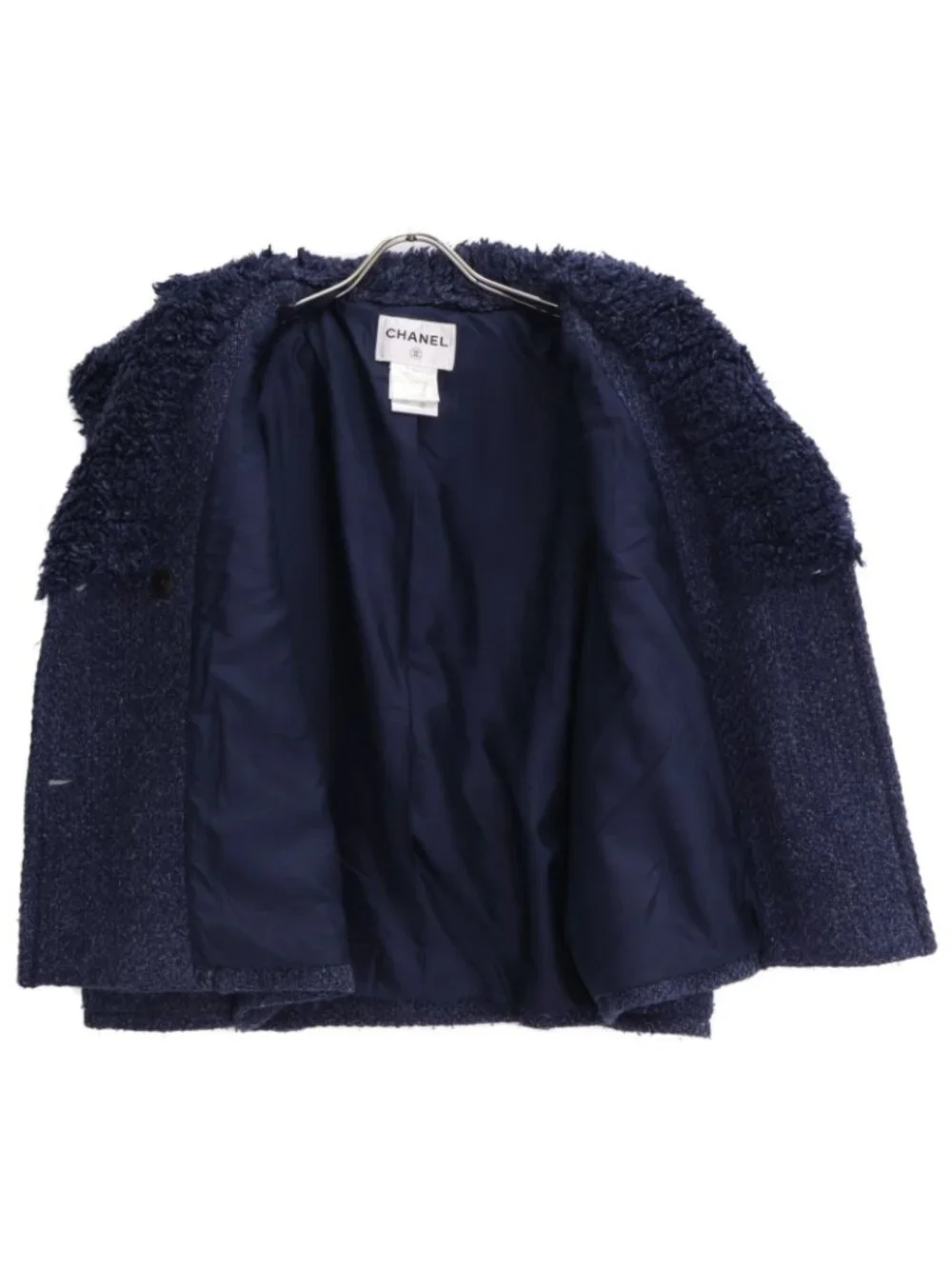 Chanel CC Logo Button Fleece Color Tweed Double Jacket 38
